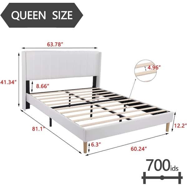 dimension image slide 30 of 34, Alazyhome Upholstered Platform Bed Frame
