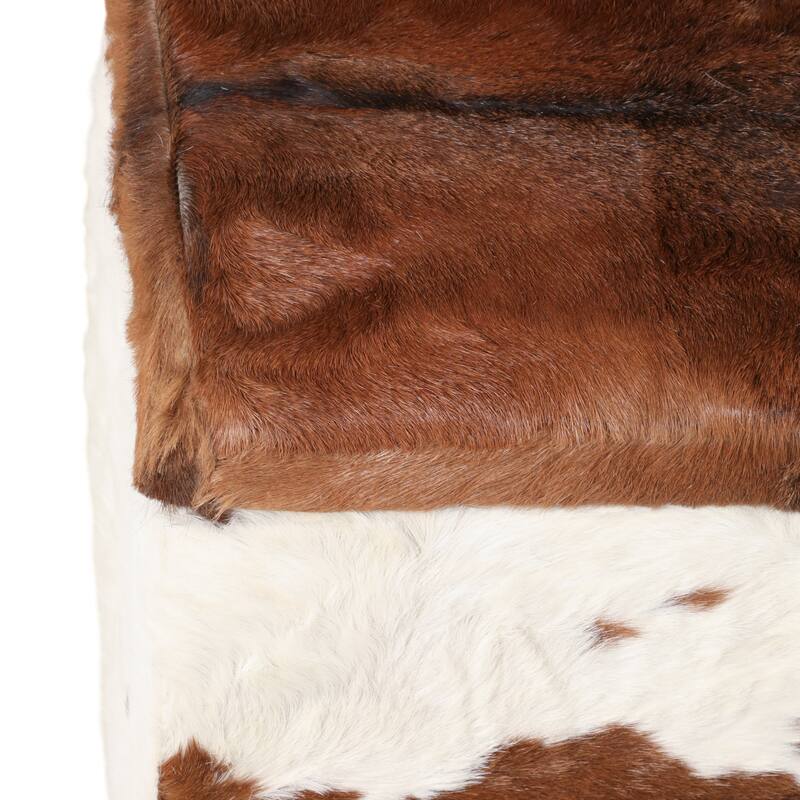 Leather Ottomans Footrests Finish Boho Style (Set of 2) - 21" Ivory