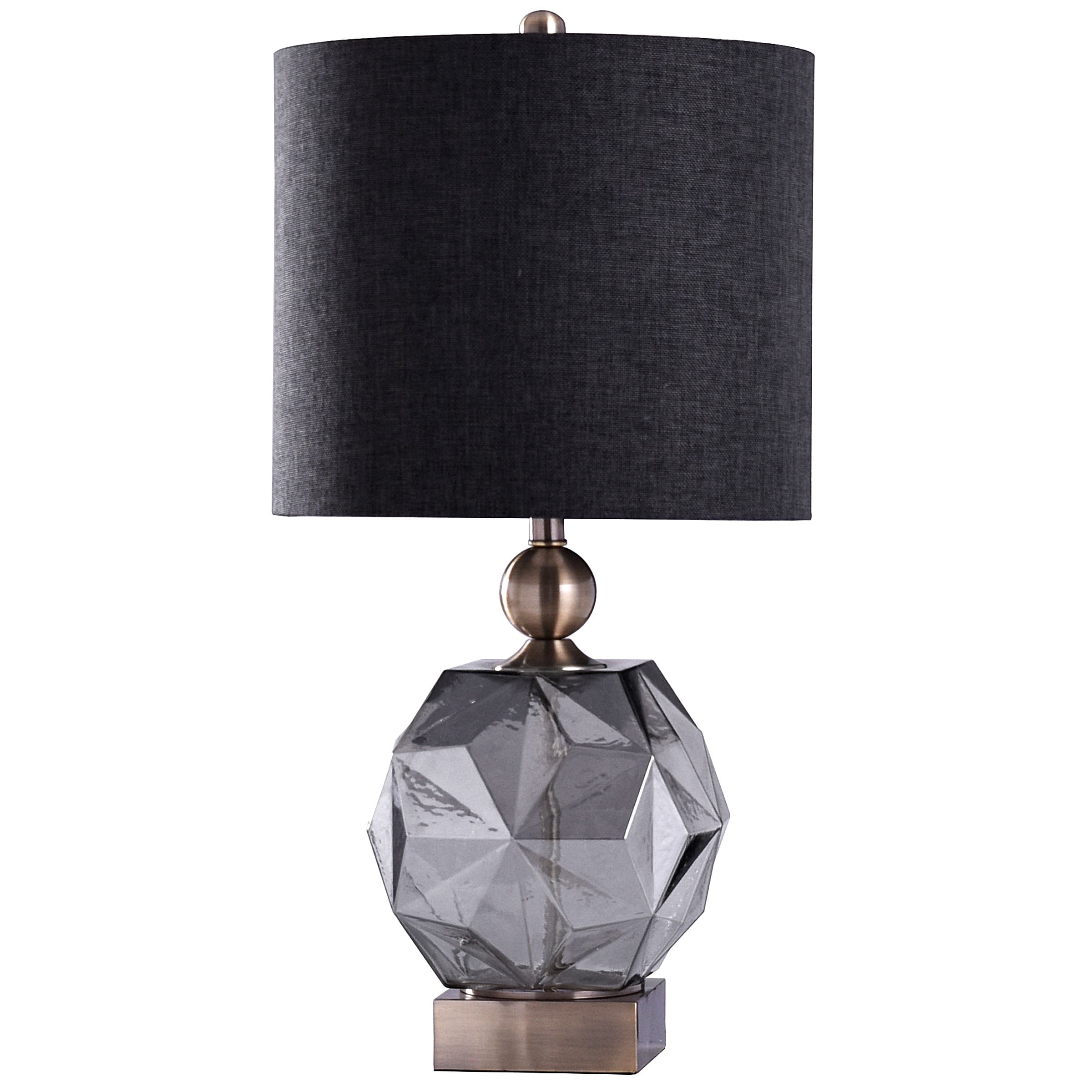 Harp & Finial Fenwick Smoke Glass and Brass Table Lamp