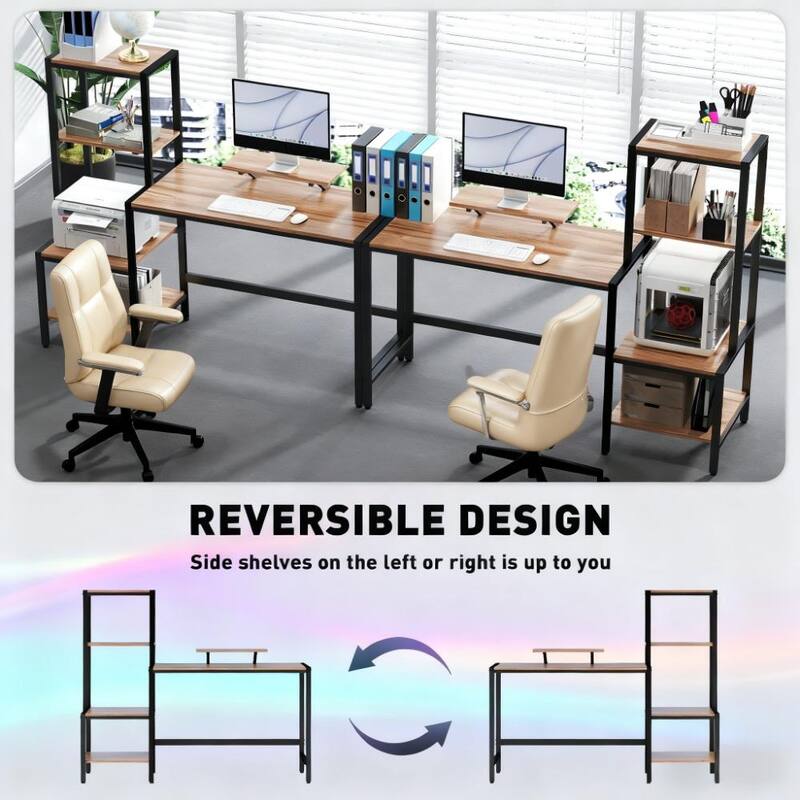 Computer Desk, CPU Desk with Monitor Stand, Reversible 4-Tier Shelf,for Home and Office