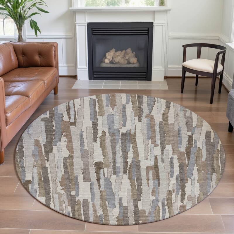 Premium Washable Super Soft Global Stripes Mayfield Rug - Ivory - 8' x 8'