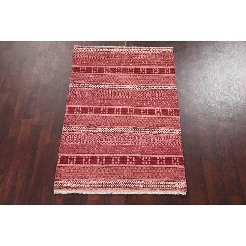 Geometric Oriental Gabbeh Kashkoli Area Rug Wool Hand-knotted Carpet - 3'2" x 4'9"