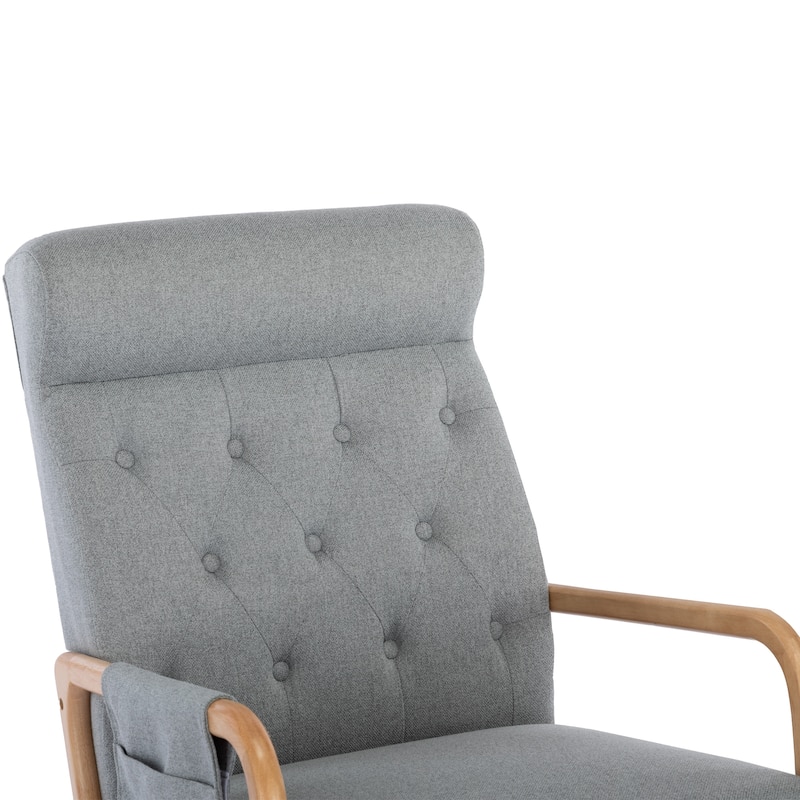 Light Grey 25.59" Tufted Rocking Chair with Ottoman