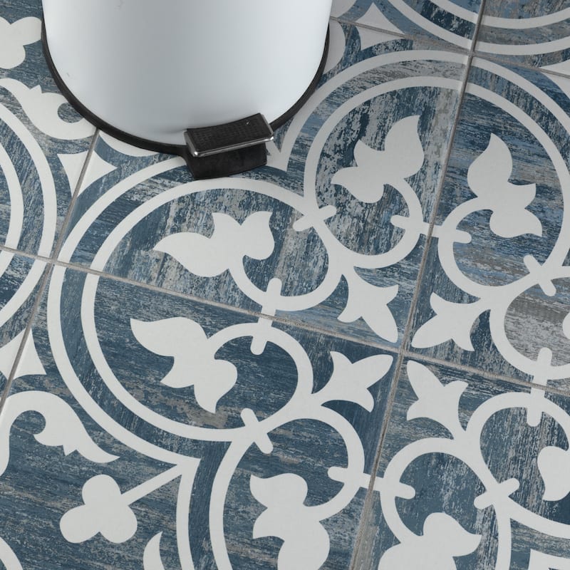 Merola Tile Cassis Arte Blue Day 9-3/4" x 9-3/4" Porcelain Floor and Wall Tile