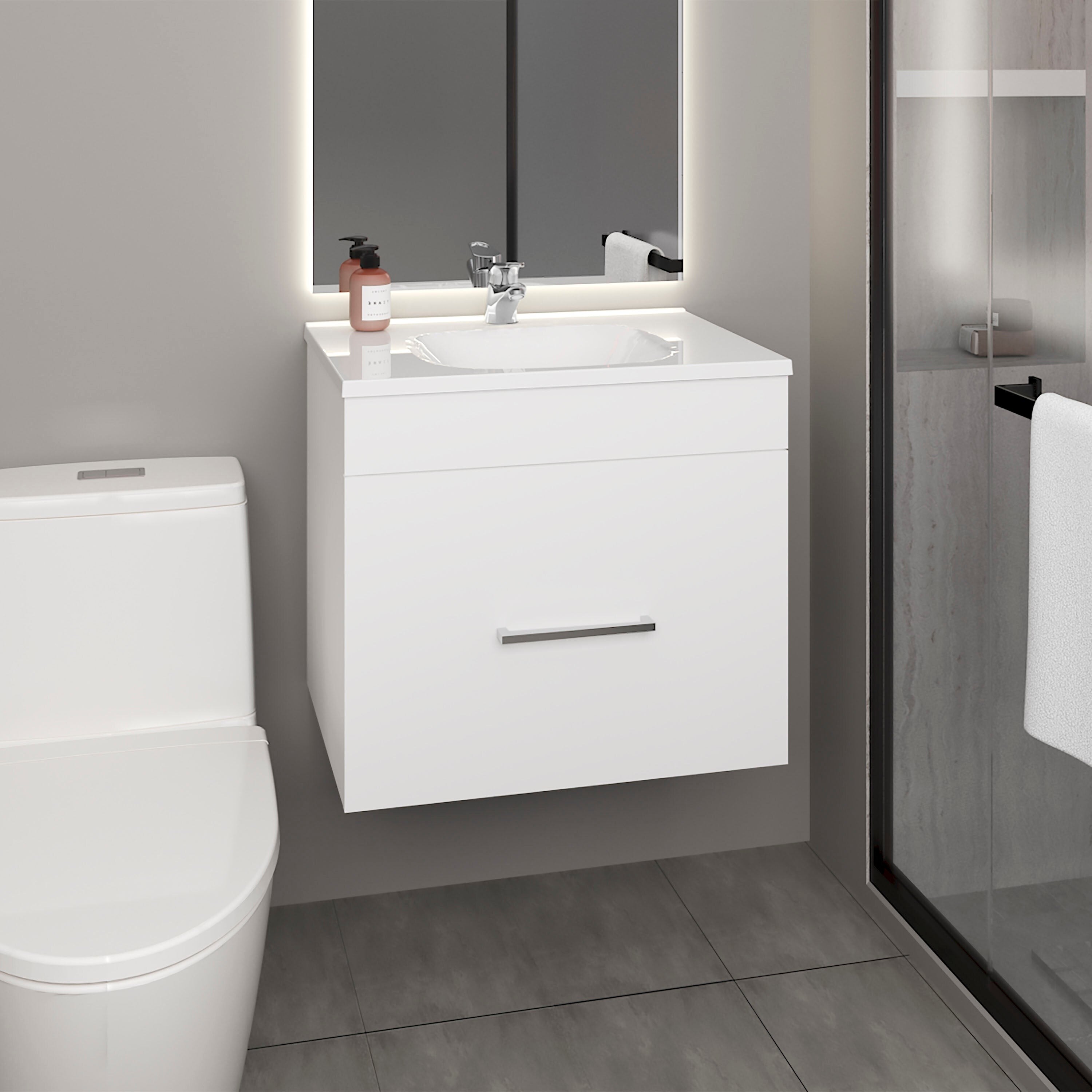 One door Batroom Vanity Hatta, Two Drawers and Open Shelf