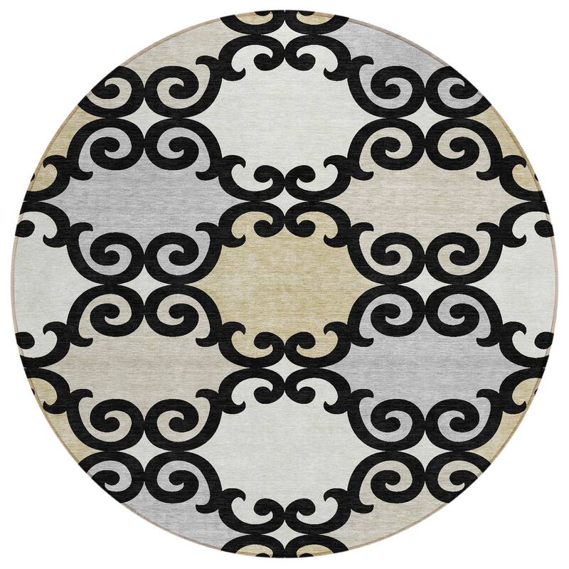 Machine Washable Indoor/ Outdoor Chantille Traditional Scroll Rug