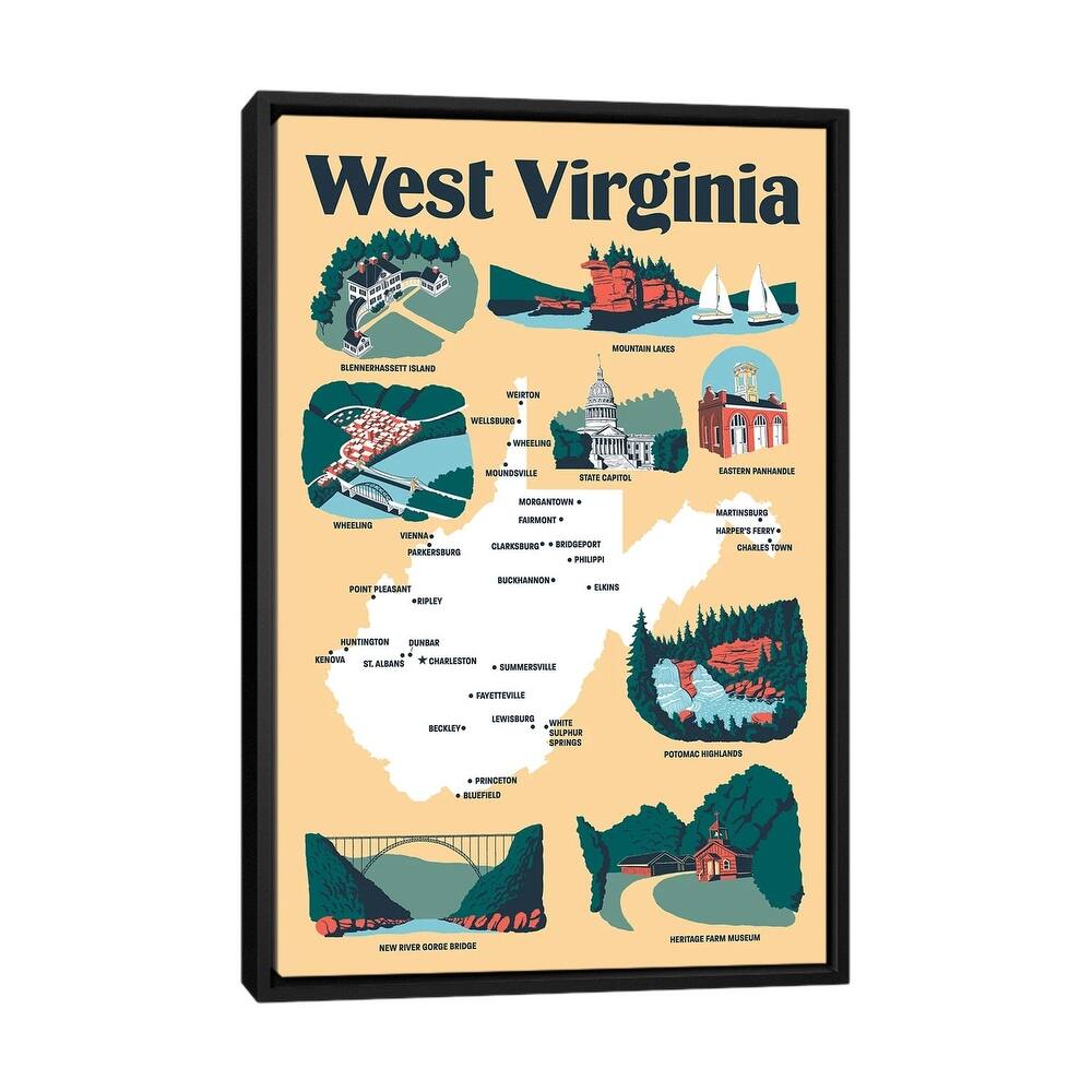iCanvas "West Virginia" by Vestiges Framed