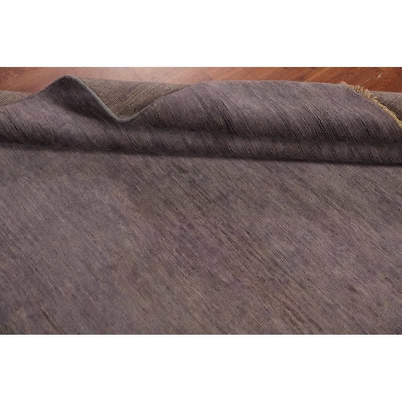 Modern Gabbeh Oriental Area Rug Hand-Knotted Grey Wool Carpet - 4'11" x 6'3"