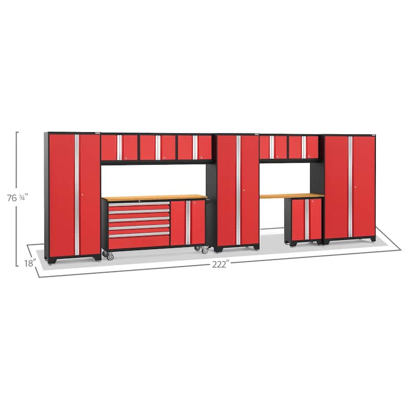 NewAge Products Bold Series 222" W x 18" D 11 Piece Garage Cabinet Set