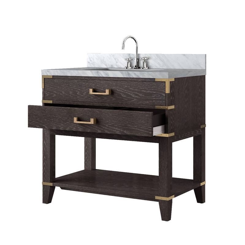 Norwalk Bath Vanity Carrara Marble Top, Sink and Faucet