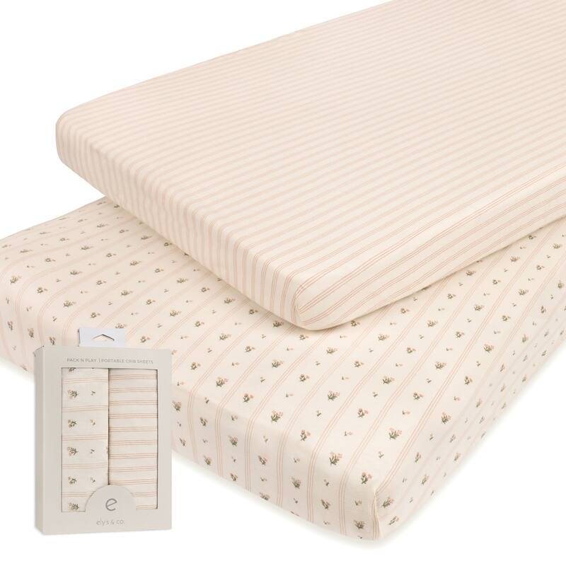 Ely's & Co. Baby Fitted Pack n Play - Mini Crib Sheet Set - 2 Pack - 38" x 24"