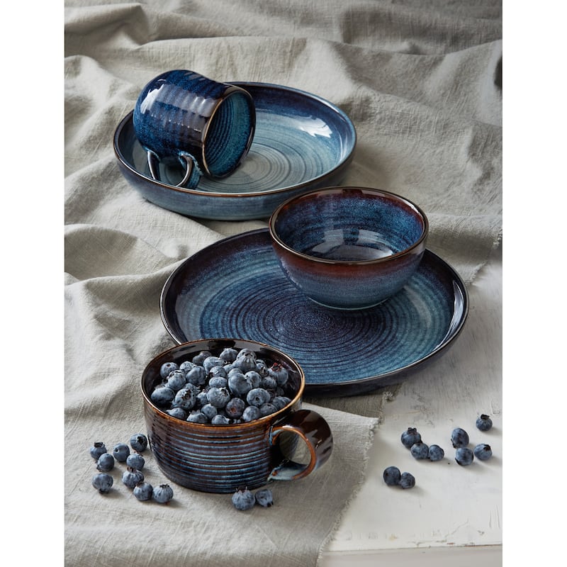 Loft Speckled Reactive Glaze Stoneware Dinnerware Plate 11.25 inch Midnight Blue Dishwasher Safe