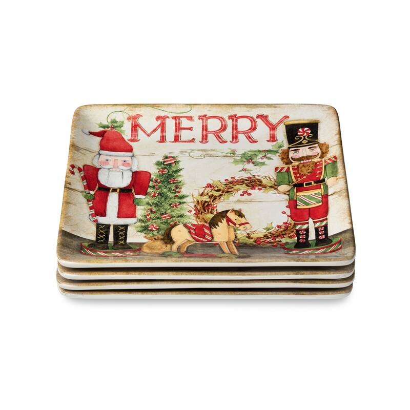 Certifed International Nutcracker Parade Set of 4 Dinner Plates 10.5" 4 Assorted Designs - 10.5 L x 10.5 W x 1 H