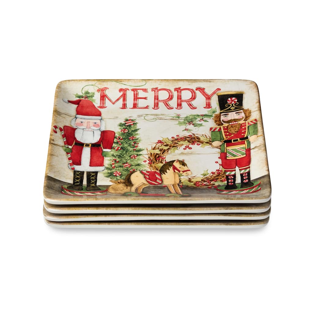 Certifed International Nutcracker Parade Set of 4 Dinner Plates 10.5" 4 Assorted Designs - 10.5 L x 10.5 W x 1 H