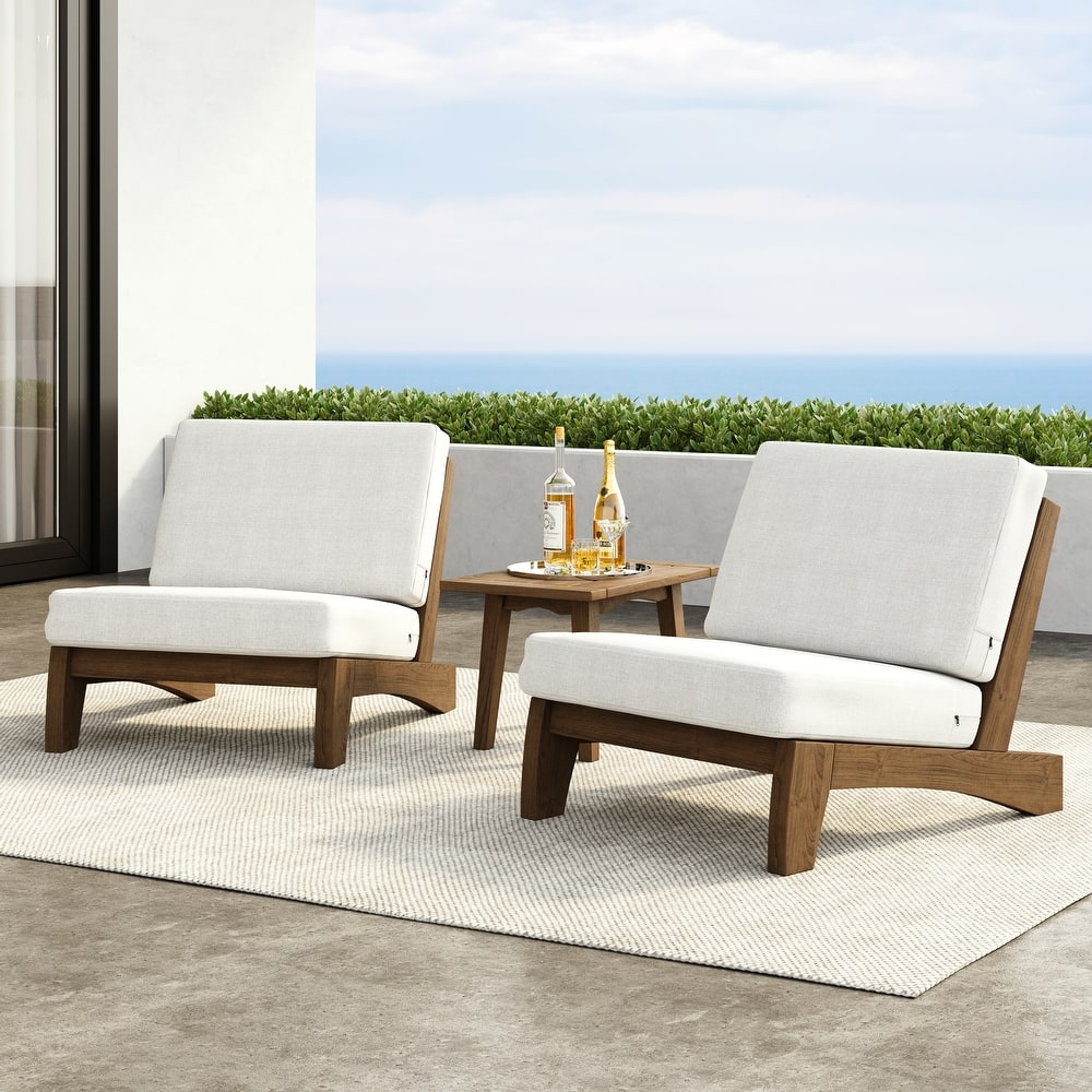 2 Set Patio Acacia Wood Outdoor Chair