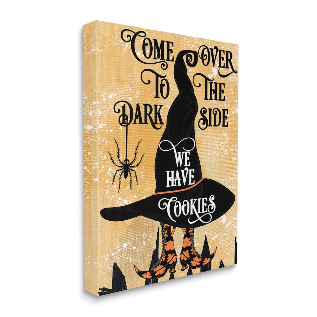 Stupell Dark Side Has Cookies Festive Halloween Witch Hat Canvas Wall Art - Yellow