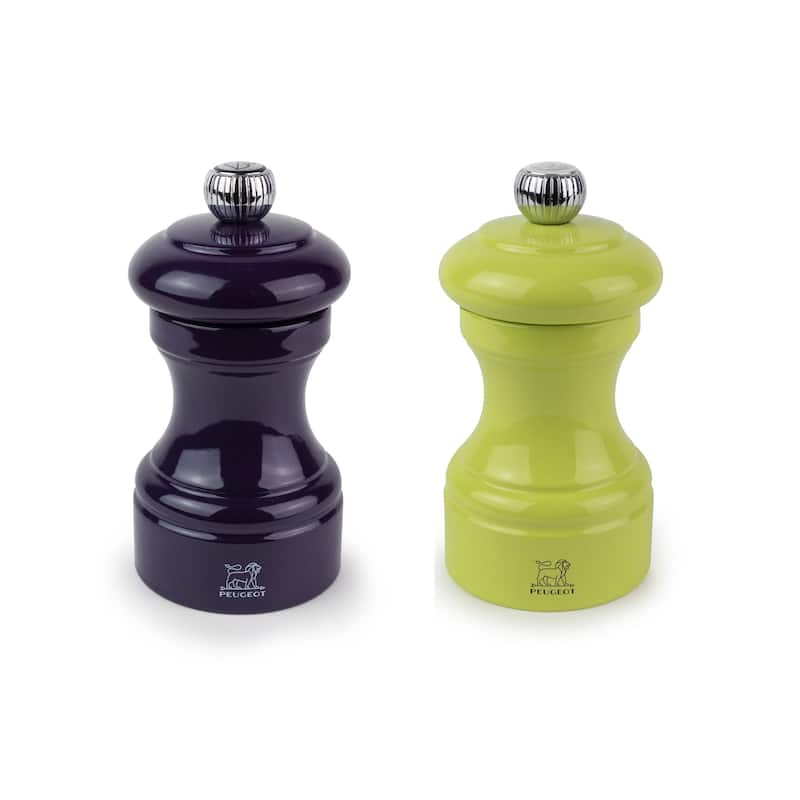 Peugeot Bistro Pepper and Salt Mill Set - 10cm - 4in. - Eggplant and Pistachio