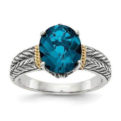 Curata 925 Sterling Silver Polished With 14k London Blue Topaz Ring