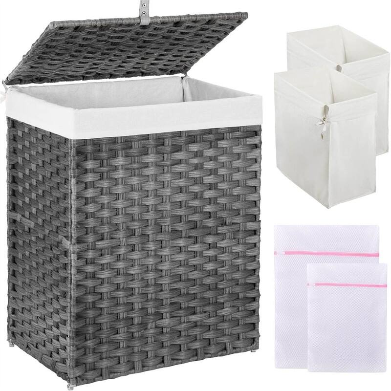 Laundry Hamper Canvas Cart Bin - 18.1"L x 13"W x 23.6"H - Gray