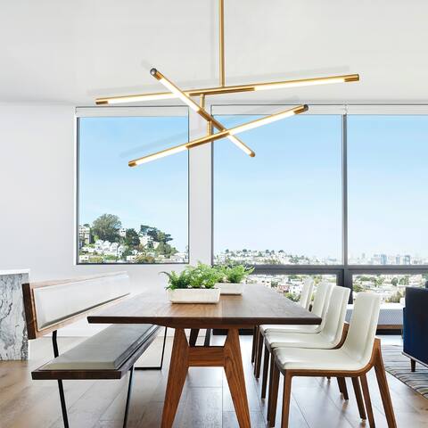 30-Watt Integrated LED Antique Brass Farmhouse Hanging Pendant Chandelier Light Fixture