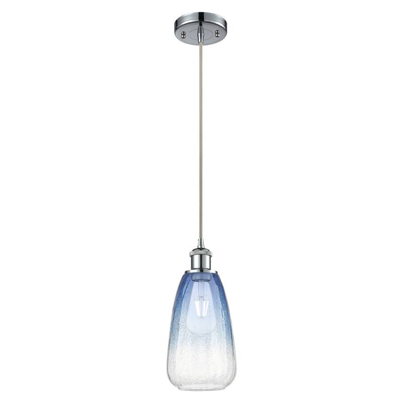 Innovations Lighting Endless Possibilities Ballston - Brookhaven Almond - 1 Light 6" Cord Hung Mini Pendant - Polished Chrome/Sapphire Blue