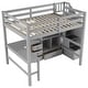 preview thumbnail 67 of 80, Multifunctional Wood Twin Size Loft Bed with L-Shaped Desk and Storage Staircase, Loft Bed Frame with Cabinet and Drawers
