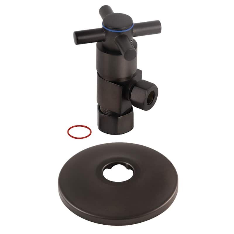 Kingston Brass 5/8"O.D x 3/8" O.D Anti-Seize Deluxe Quarter Turn Ceramic Hardisc Cartridge Angle Stop with Flange - Oil Rubbed Bronze