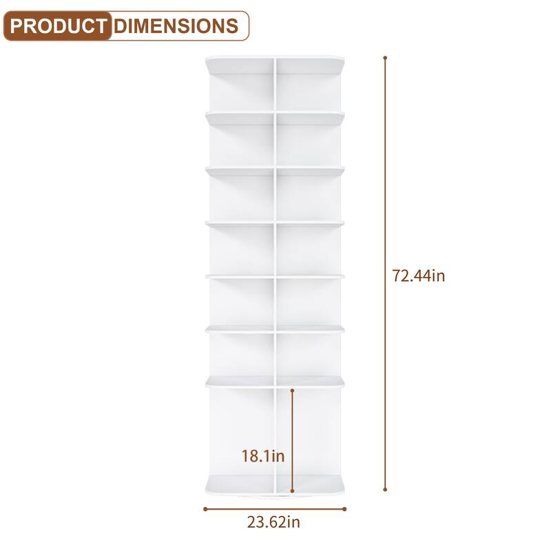 Rotating Shoe Rack Tower, 7-Tier Spinning Shoe Rack, Free Standing 360°Revolving Shoe Organizer, High Bottom Design