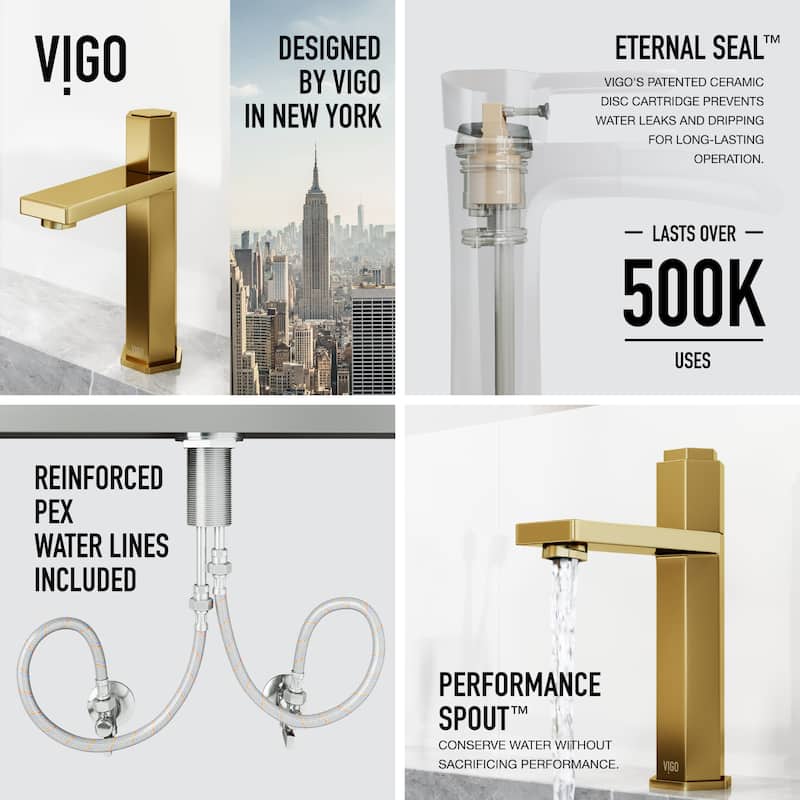 VIGO Nova 8" H Button Operated Single Hole Bathroom Faucet