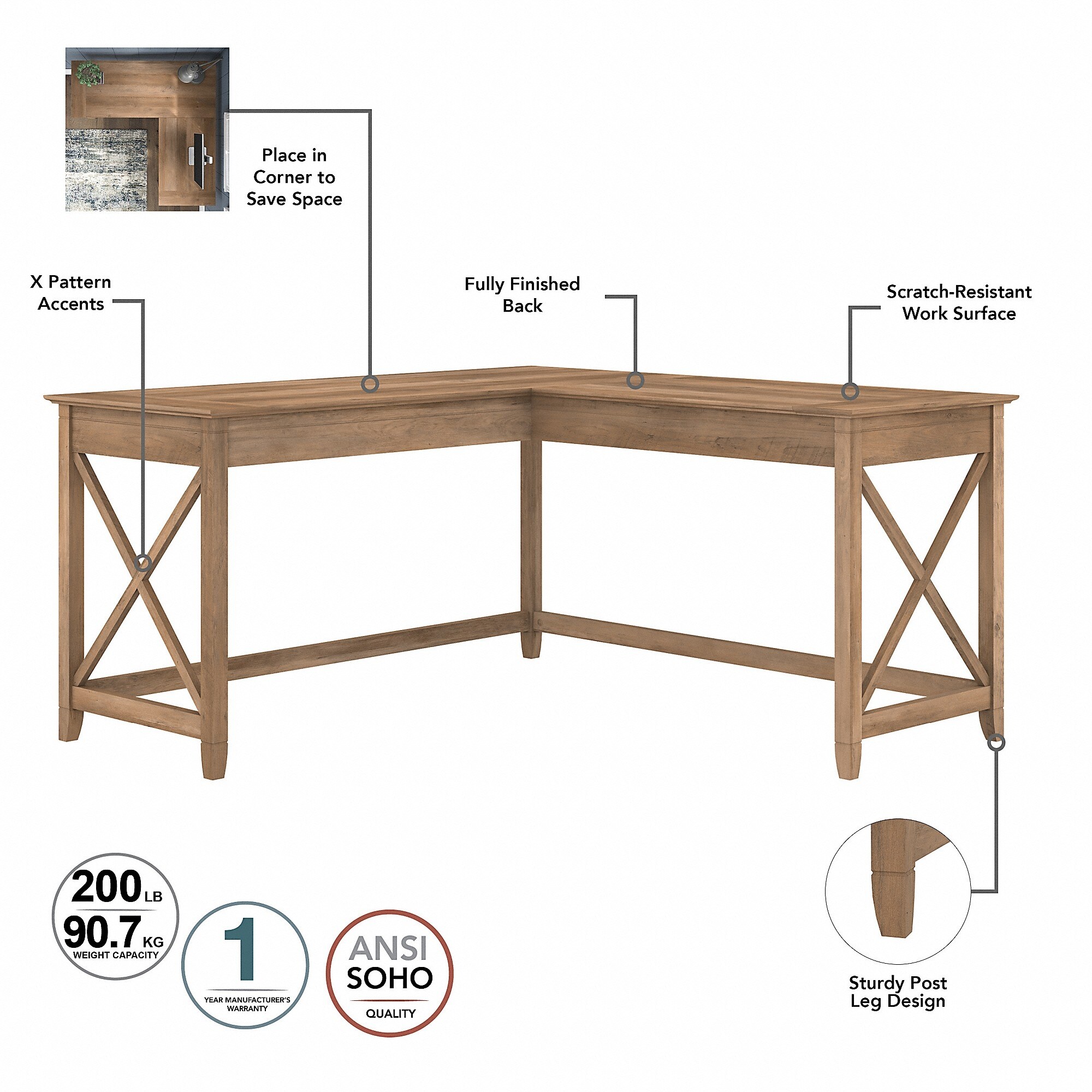 Key west store l shaped desk