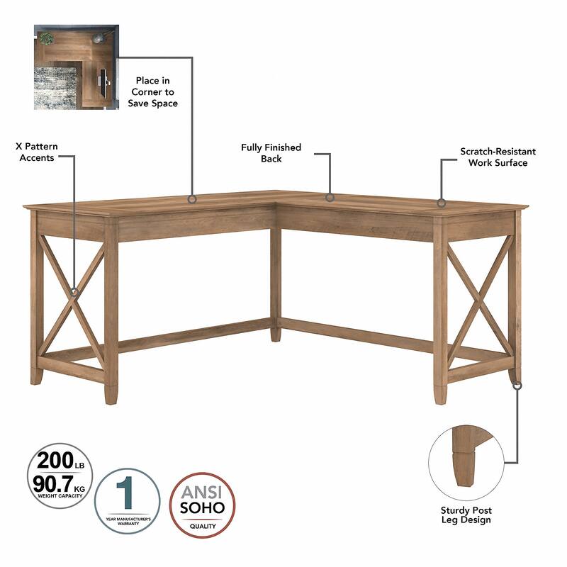 Key West 60W L-Desk with Tufted Office Chair by Bush Furniture