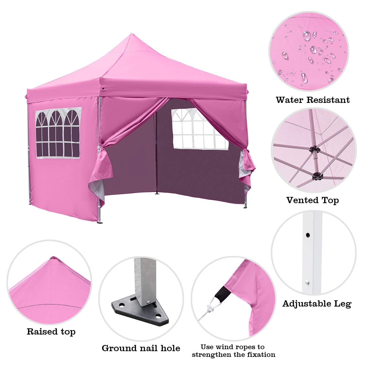 Zenova 10'x10' Pop up Canopy Tents with 4 Sidewalls Portable