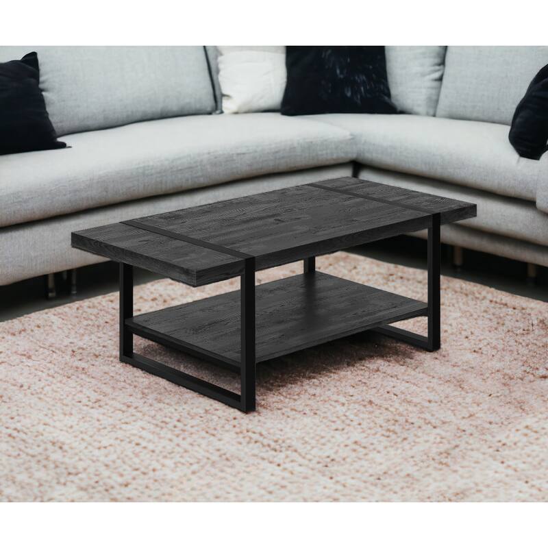 47 Inch Rectangular Coffee Table with Shelf for Living Room Storage - 47.25” x 23.75” x 17.75”