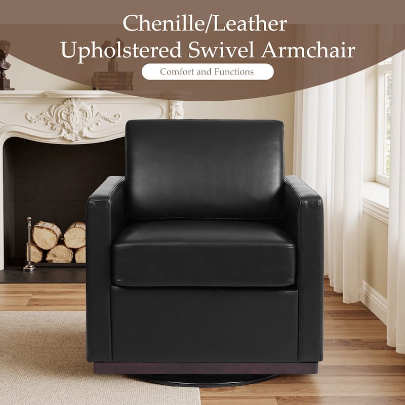 uixe Modern Upholstered Swivel Accent Chair with Pocket Spring Seat