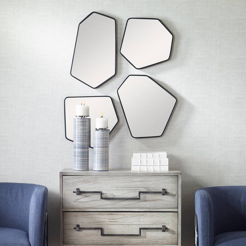 Uttermost Linneah Black Mirrors (Set of 4) - 12.125"W x 20.25"H x 1"D