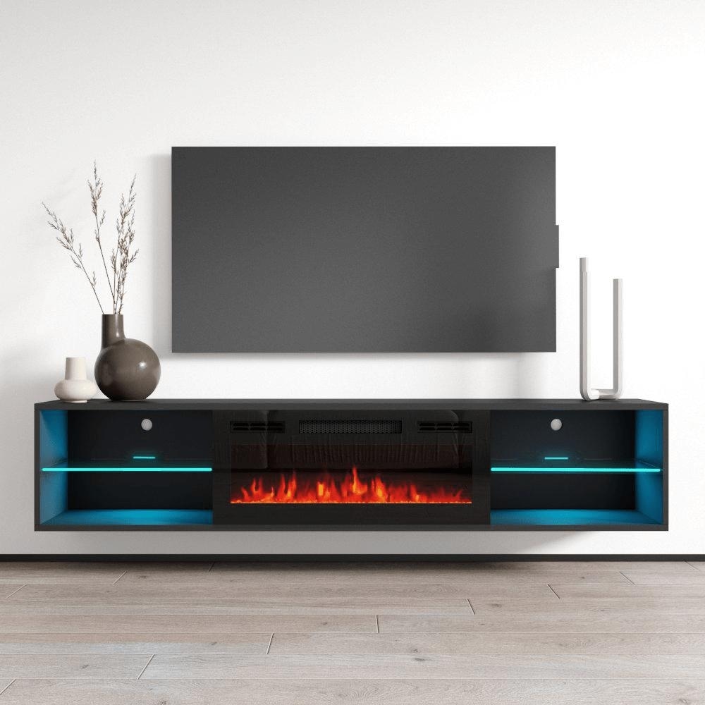 Meble Furniture Lima EF Wall Mounted Electric Fireplace 72" TV Stand for up to 80" TVs