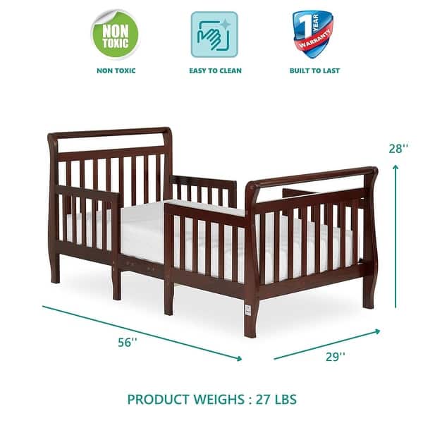 Dream On Me Emma Espresso 3-in-1 Convertible Toddler Bed