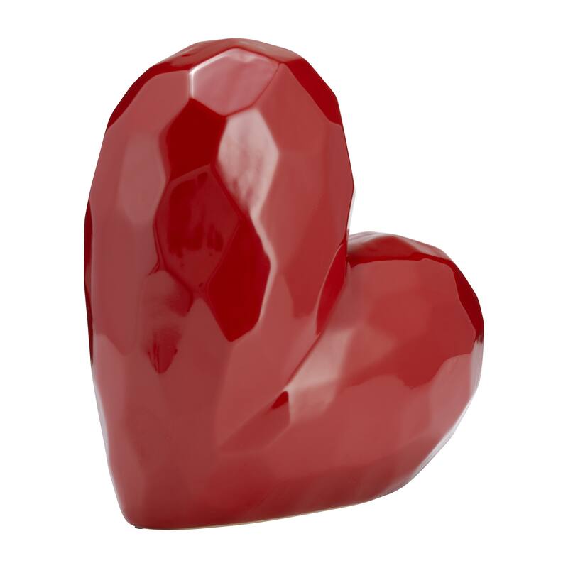 Modern Geometric Heart Sculpture - Ceramic Decorative Object