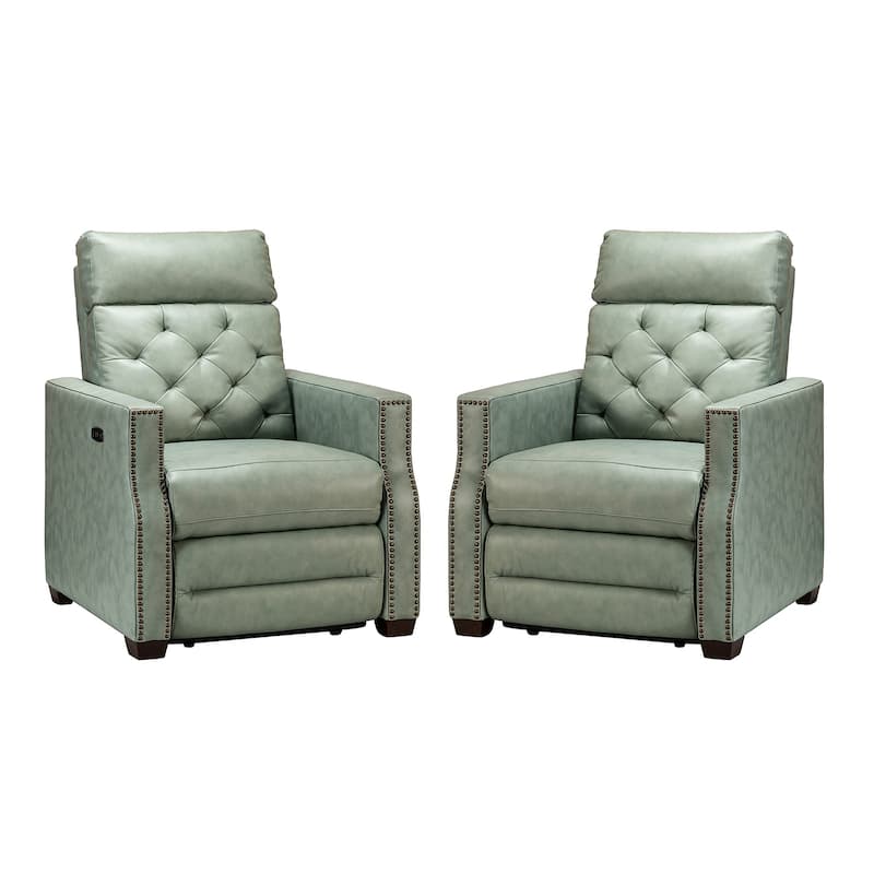 Alina 31.50"Wide Genuine Leather Power Recliner with USB Port, Set of 2