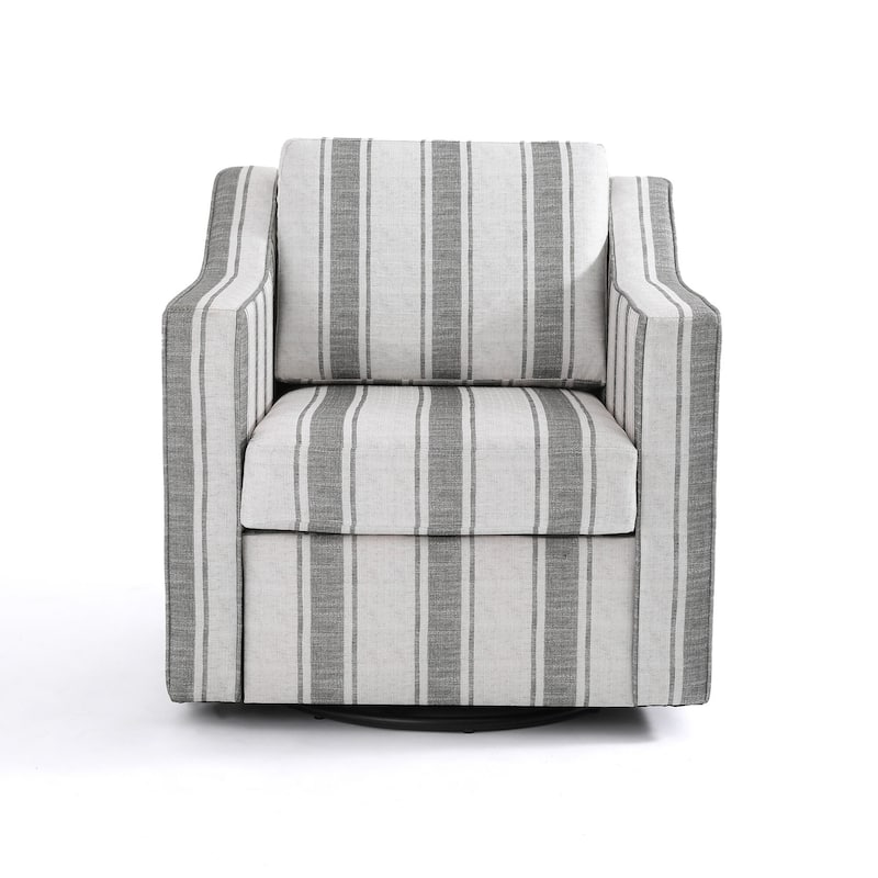 UIXE Chenille/Leather Swivel Barrel Chair Accent Chairs For Living Room