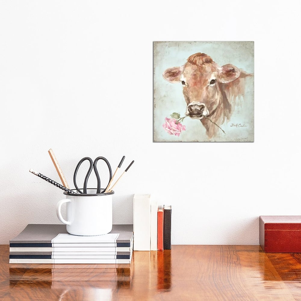 iCanvas 'Cow With Rose' by Debi Coules Canvas Print