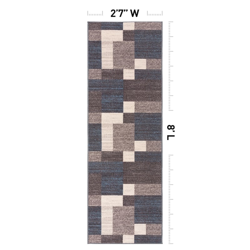 World Rug Gallery Modern Boxes Design Non-slip (Non-skid) Area Rug