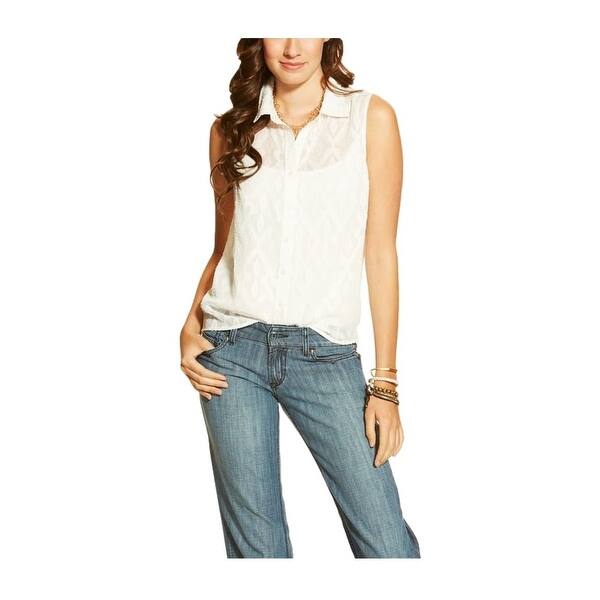 Shop Ariat Western Shirt Womens S L Iwer Button Front Snow White Overstock 27983918