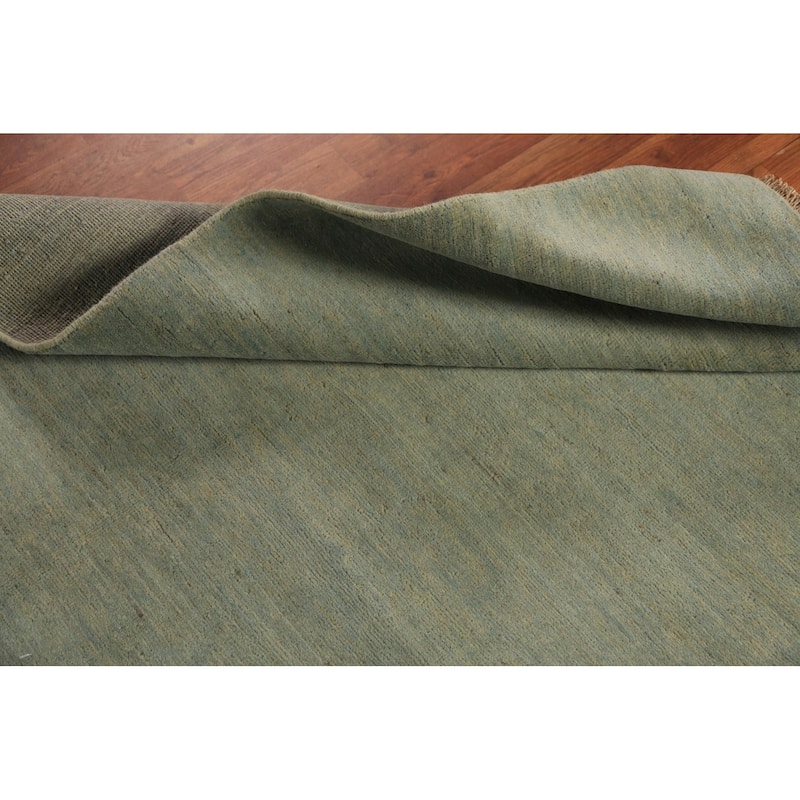 Green Gabbeh Modern Rug Hand-Knotted Wool Carpet - 3'10" x 6'0"