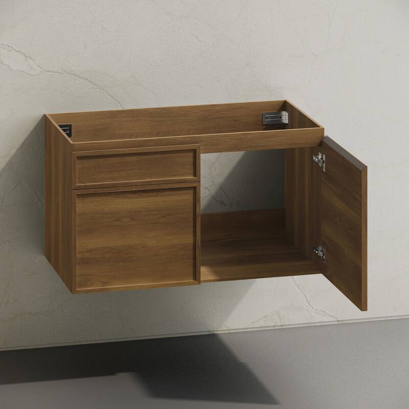 St. Tropez 36" Wall-Mounted Bathroom Vanity Cabinet Without Top In Brown Oak - 36