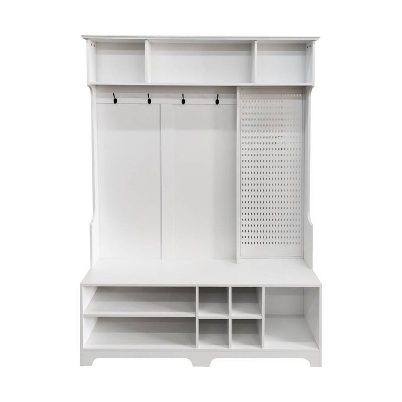 77.17"H Hall Tree with Shoe Bench,Coat Rack,Shoe Storage,Shelves and Pegboard