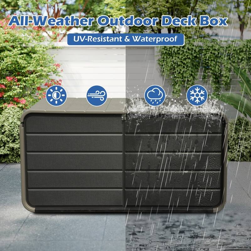 Domi 200 Resin Gallon Outdoor Storage Box - Waterproof, UV-Resistant Deck Box with Lockable Lid