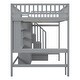 preview thumbnail 7 of 7, Wooden Bed with Storage Drawers, Full Size Space-saving Loft Bed with Bookshelf, Kid's Bed with Desk and Wardrobe, Grey