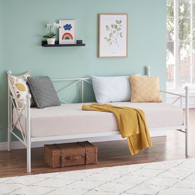 Javlergo Metal Daybed Frame Twin Size Sofa Bed with Steel Slats for Living Room Guest Room