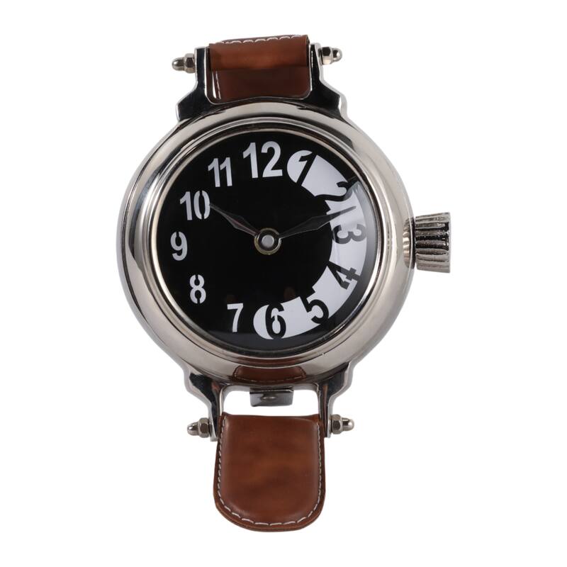 Aluminum Faux Leather Clock Modern Accents Featuring Sleek Design - 5.75" x 13.75" x 2"
